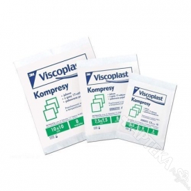 Kompresy VISCOPLAST jałowe, 5cmx5cm, 17-nitkowe, 8-warstwowe, 3 sztuki