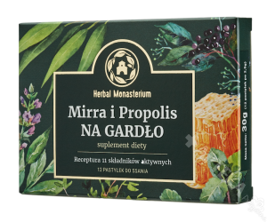 Mirra i Propolis na Gardło, 12 pastylek do ssania (z cukrem)