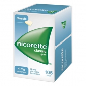 Nicorette Classic, guma do żucia lecznicza, 4mg, 105 sztuk