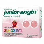 Junior-angin, smak truskawkowy, 24 tabletki do ssania